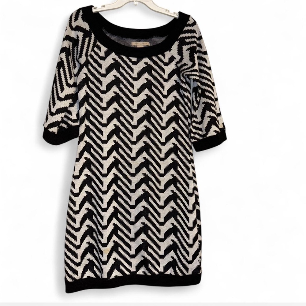 Jonathan Martin Long Sleeve Black & White Sweater Dress